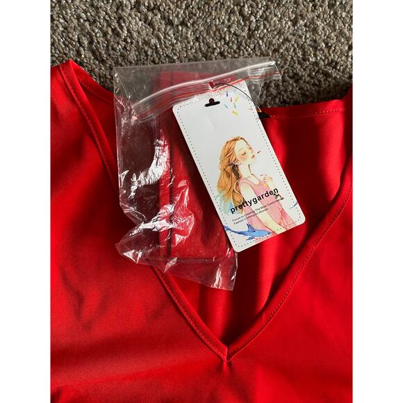 Pretty Garden Red Pleated Dress- NWT, size large - Picture 3 of 6